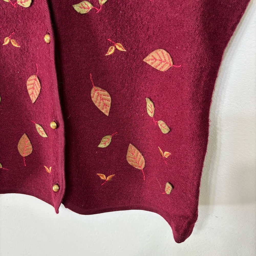 Classic Elements Maroon Fall Leaves Embroidered 1… - image 4
